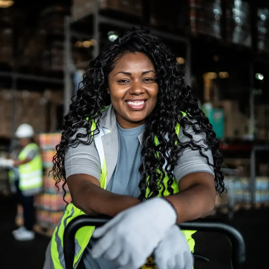 Warehouse Workwoman Smiling